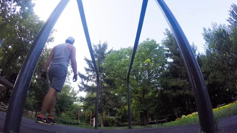 Push ups on the training rods, stock video Video stock 94439955