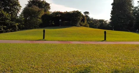 Push In View of Green Hill in Garden Stock Footage 158145238