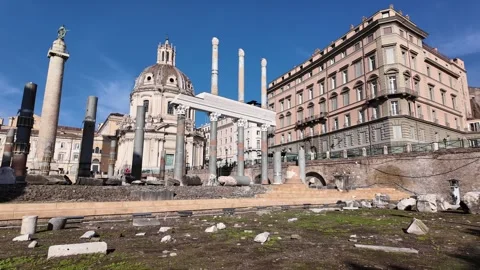 Push in view of the Trajan forum in Rome, Italy Stock Footage 326776638