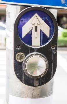 Push to walk , pedestrian walk pushbutton Stock Photos