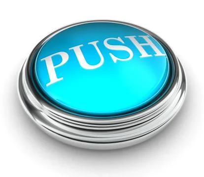Push word on blue button Stock Illustration