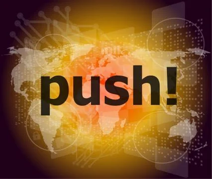 Push word on digital touch screen interface Illustrazione stock