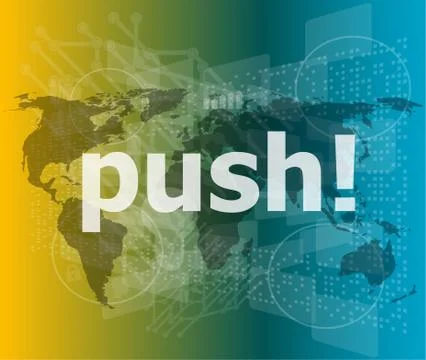 Push word on digital touch screen interface Stockillustratie