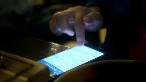 Push your fingers on the phone screen, write a message. slow motion. 1920x1080 Stock Footage 78893489