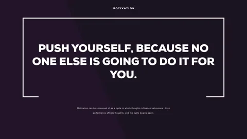 Push yourself - quotes text animation with white text and black background Stock Footage 242488769