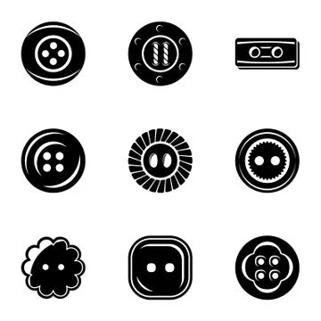 Pushbutton icons set, simple style Stock Illustration