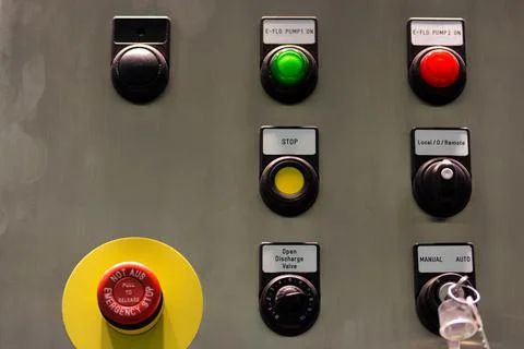 Pushbuttons and switches on the control panel Foto stock