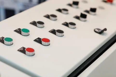 Pushbuttons on the control console Stock Photos