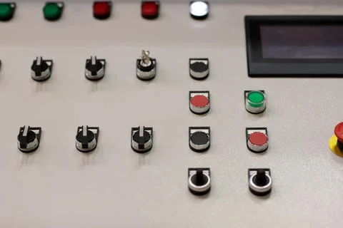 Pushbuttons, switches, and touchscreen Stock Photos