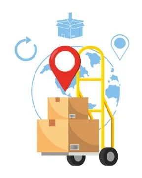 Pushcart with box Stock Illustration