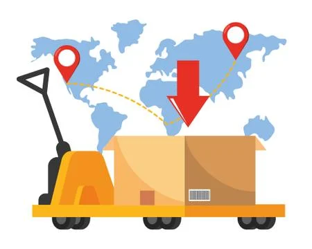 Pushcart carrying a box vector illustration Stock Illustration