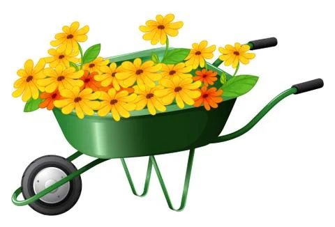 A pushcart full of flowers Stock Illustration