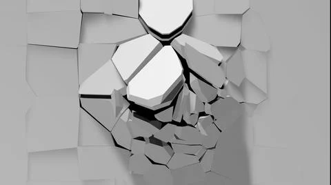 Pushed breaking wall with cracks monochromatic texture picture Stock Illustration