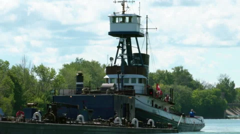 Pusher Boat behing Barge Stock Footage 65821006