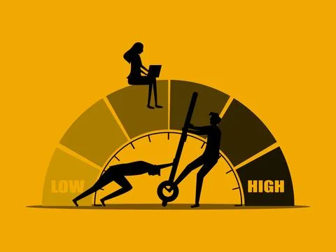 Pushes the quality needle indicator Stock Illustration