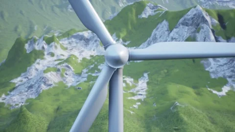 A Pushing back away from wind turbines Stock Footage 155221759