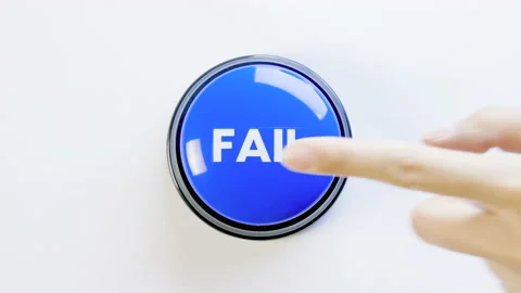 Pushing a blue fail meme button. Concept of failing, bad luck, losing the game. Stock Footage 137581436