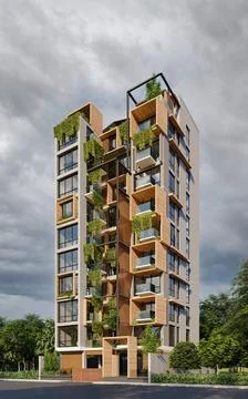 Pushing Boundaries 3D Renderings of Modern Architectural Advancements resid.. Stock-Illustration