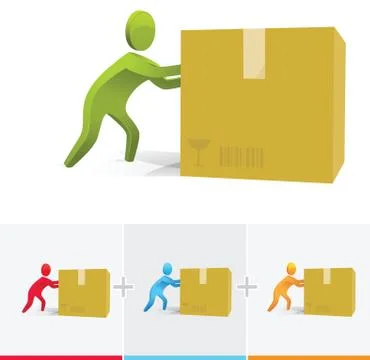Pushing the box Stock Illustration
