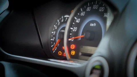 Pushing button to car engine ignition start Stock Footage 106901565
