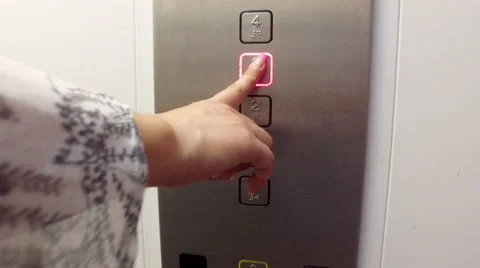 Pushing button. Close-up of female hand pressing number 3 of elevator, third Stock Footage 67673454