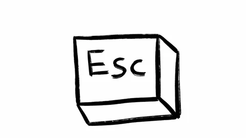 Pushing the button escape hand drawn in black color in scribble loop animation Stock Footage 274725050