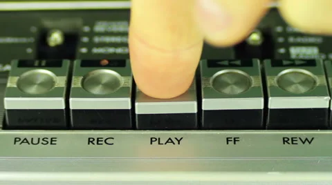 Pushing Button on a Tape Recorder, Play, Stop, Rec, ff, Rew, Pause Stock Footage 59107181