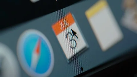 Pushing the Calendar of Mac OS, MACRO Stock Footage 123910959