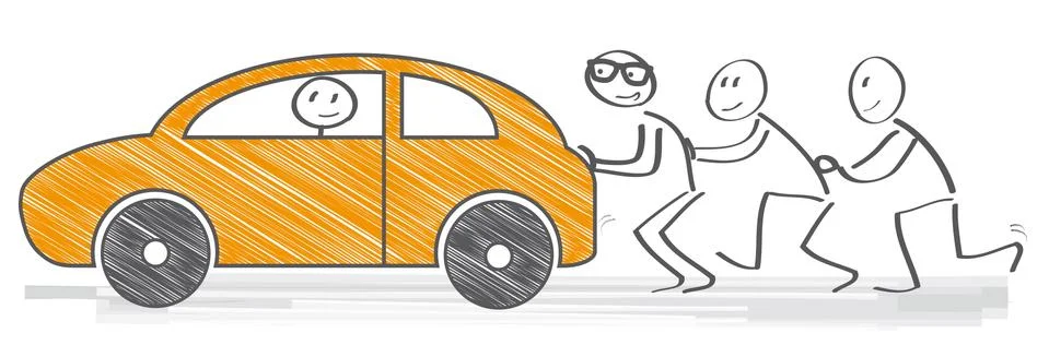Pushing car Stock Illustration