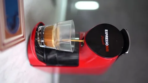 Pushing A Coffee Capsule In A Espresso Coffee Machine. Morning Breakfast. Stock Footage 252627861
