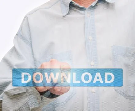 Pushing download button Stock Photos