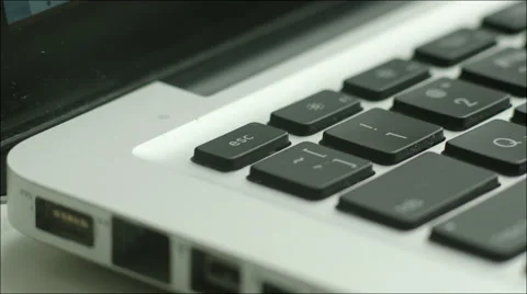 Pushing Escape Button on Laptop Stock Footage 60382910