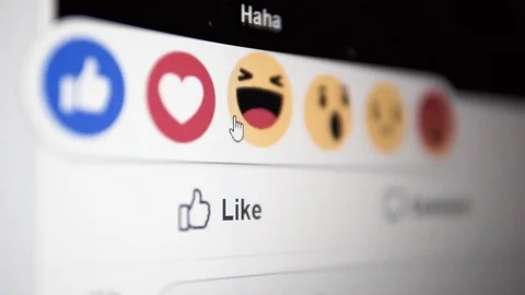 Pushing Facebook Like Button, Smiley Faces, Emojis, Slow Motion Stock Footage