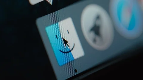 Pushing the Finder of Mac OS, Macro Stock Footage 123910895