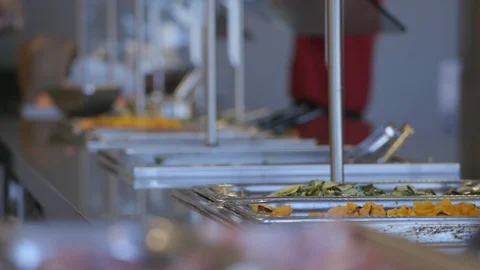 Pushing focus across a buffet Stock Footage 103883683