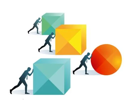 Pushing forward concept illustration, Stock Illustration
