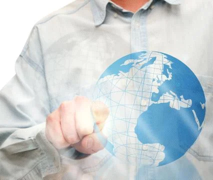 Pushing globe icon Stock Photos