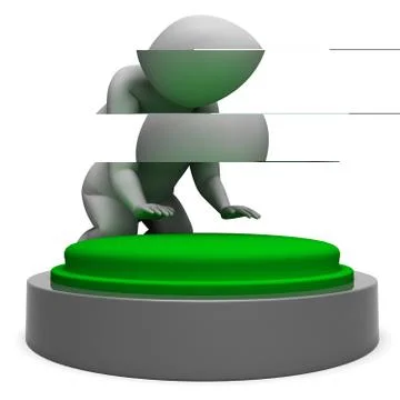 Pushing green button showing start Illustrazione stock