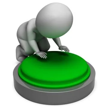 Pushing green button shows start Иллюстрация