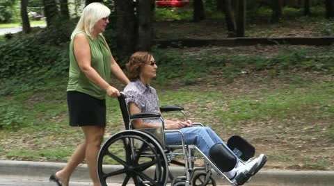 Pushing Invalid Woman Video stock 11809943