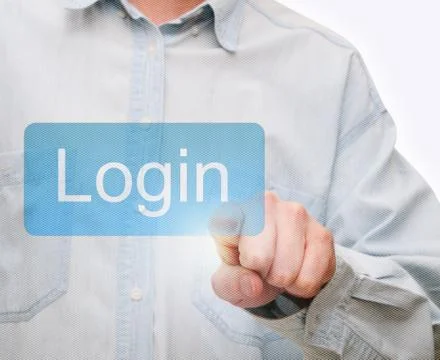 Pushing login button Stock Photos