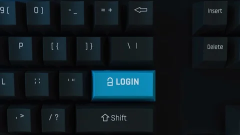 Pushing login computer key, signing into personal account, authorization process Stock Footage 118617827