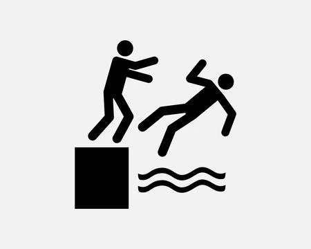Pushing Man into Water Icon Pool Push Fall Over Rough Play Icon Sign Vector イラスト素材