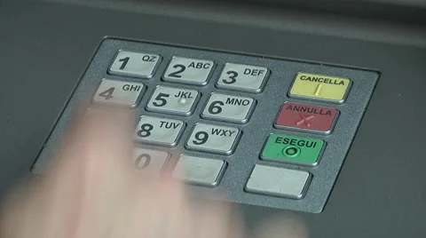 Pushing number buttons on ATM Stock Footage