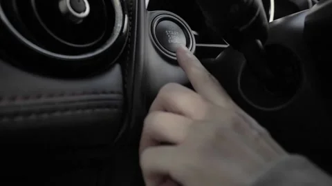 Pushing A Power Button In Modern Hybrid Car car button animition Stock Footage 135190911
