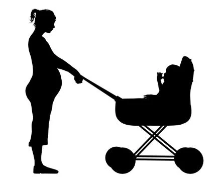 Pushing pram Stock Illustration