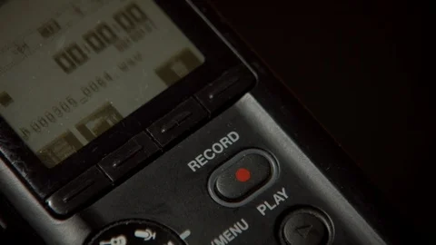 Pushing Record Button on a Handy Digital Recorder. Running timecode. Stock Footage