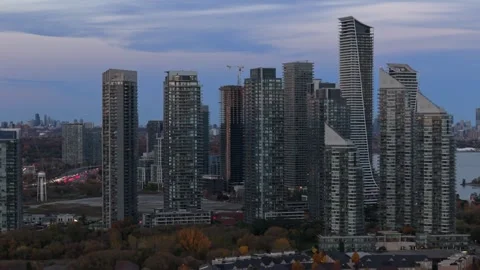 Pushing in towards condo towers Stock Footage 254307477