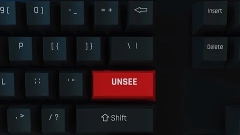 Pushing unsee computer key, something unpleasant, bad memory, disgusting act Stock Footage 118617463