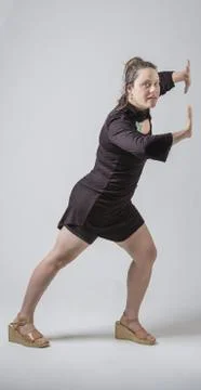 Pushing the wall Stock-Fotos